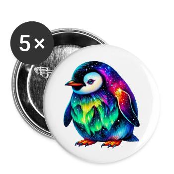 Aurora Borealis Penguin - Buttons small 1''/25 mm (5-pack) - white - Front