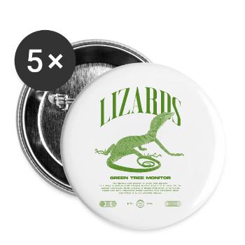 Moniteur d’arbre vert Streetwear gardien de lézard - Lot de 5 petits badges (25 mm) - blanc - Devant
