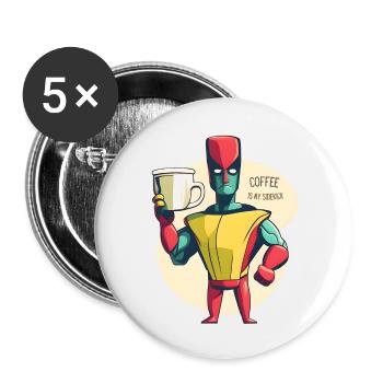 Coffee Hero - Buttons small 1''/25 mm (5-pack) - white - Front