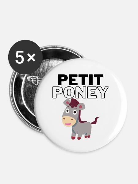 Kleines Pony - Buttons klein 25 mm (5er Pack) - Weiß
