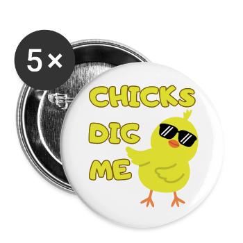 Mädels stehen auf mich - Buttons klein 25 mm (5er Pack) - Weiß - Vorne