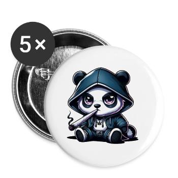 Panda Hoodie Neon Smoke - Buttons klein 25 mm (5er Pack) - Weiß - Vorne