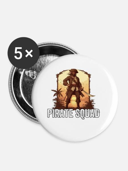 Pirate Squad - Piratendesign - Buttons klein 25 mm (5er Pack) - Weiß