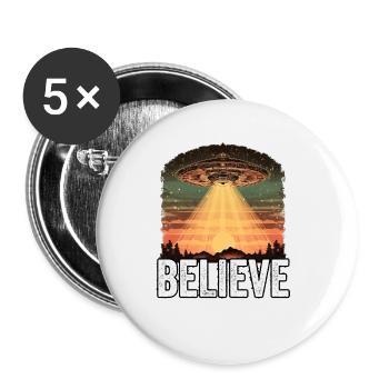 Ovni - Croire - Lot de 5 petits badges (25 mm) - blanc - Devant