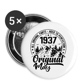 1937 May Original: 87 Years Anniversary Gift - Buttons small 1''/25 mm (5-pack) - white - Front