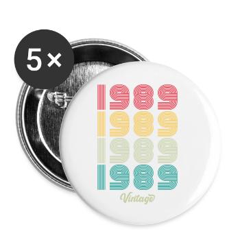 35 ans vintage 1989 édition limitée 35ème - Lot de 5 petits badges (25 mm) - blanc - Devant