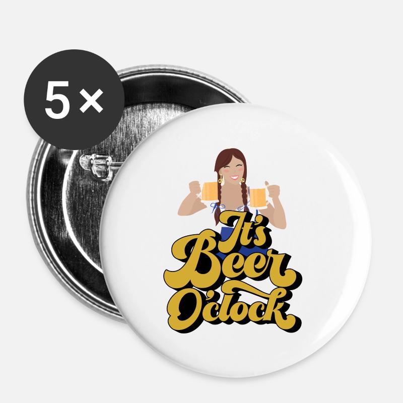 Beer o'clock - Buttons small 1''/25 mm (5-pack) - white