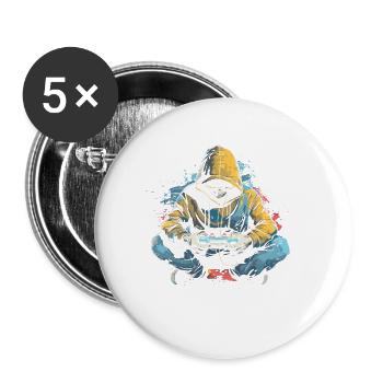 Amateurs de jeux - Lot de 5 petits badges (25 mm) - blanc - Devant