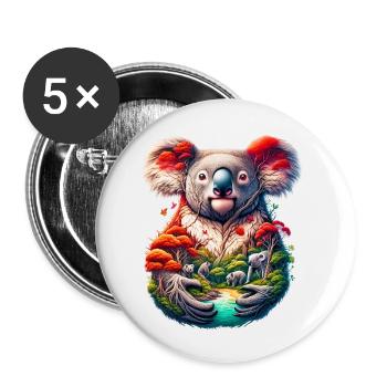 Koala - Buttons klein 25 mm (5er Pack) - Weiß - Vorne