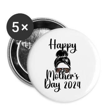 Happy Mother's Day 2024 - Muttertagdesign - Buttons klein 25 mm (5er Pack) - Weiß - Vorne