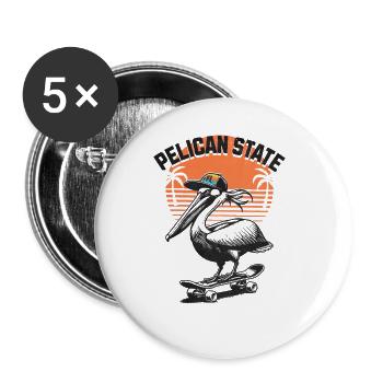 Pelican State Florida États-Unis Patineur Pelikan - Lot de 5 petits badges (25 mm) - blanc - Devant