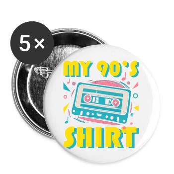 90er Jahre T-Shirt - Buttons klein 25 mm (5er Pack) - Weiß - Vorne