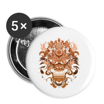 Fantasy Drache Anime Drachenkopf Mythisches Reptil - Buttons klein 25 mm (5er Pack) - Weiß - Vorne