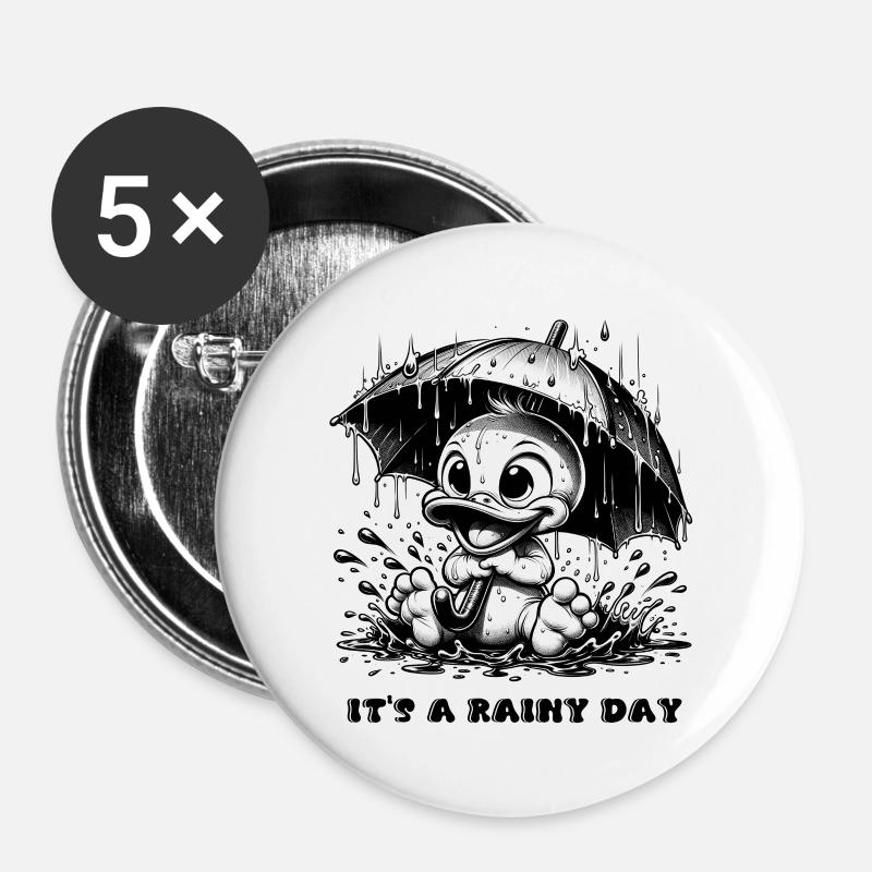 It's a rainy day - Buttons small 1''/25 mm (5-pack) - white
