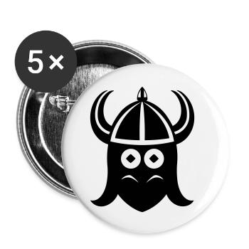 Wikingerhelm Krieger - Buttons klein 25 mm (5er Pack) - Weiß - Vorne