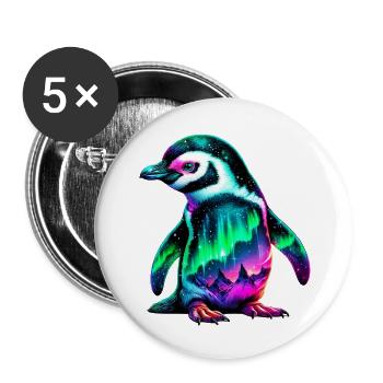 Aurora Borealis Penguin - Buttons small 1''/25 mm (5-pack) - white - Front