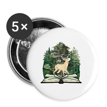 Hirsch Märchen Märchenfigur Wald Buch Rehbock - Buttons klein 25 mm (5er Pack) - Weiß - Vorne
