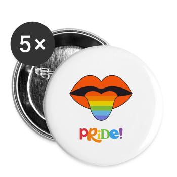 Bouche arc-en-ciel de la fierté - Lot de 5 petits badges (25 mm) - blanc - Devant