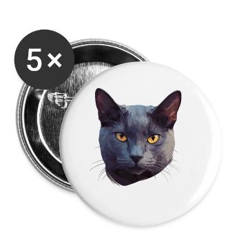 Russian Blue Cat Russisch Blau Katze - Buttons small 1''/25 mm (5-pack) - white - Front