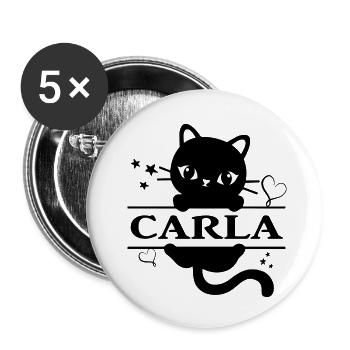 Carla t-shirt chat t-shirt chat gato Katze chat - Lot de 5 petits badges (25 mm) - blanc - Devant