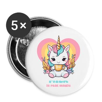 Sweet Milk Unicorn - Buttons small 1''/25 mm (5-pack) - white - Front