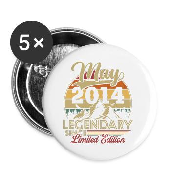 Vintage Rétro Mai 2014 Cadeau D anniversaire - Lot de 5 petits badges (25 mm) - blanc - Devant