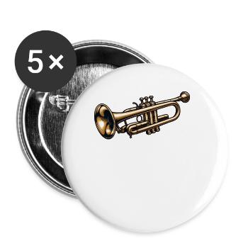 Trompetenmusik Marching Band Trompeter Jazz - Buttons klein 25 mm (5er Pack) - Weiß - Vorne