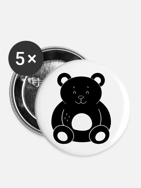 Teddybär - Buttons klein 25 mm (5er Pack) - Weiß