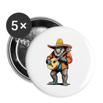 Bigfoot Mexican Mariachi Guitarist Fiesta - Buttons small 1''/25 mm (5-pack) - white - Front