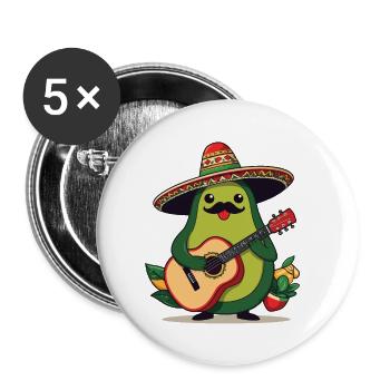 Avocado Mexican Mariachi Guitar Player - Buttons small 1''/25 mm (5-pack) - white - Front