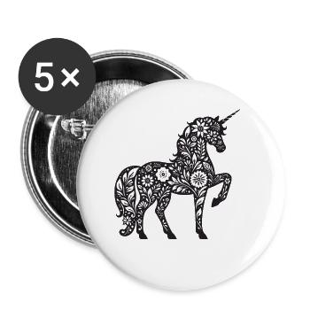 Fantaisie Licorne Chevaux Fans Licorne Amoureux - Lot de 5 petits badges (25 mm) - blanc - Devant