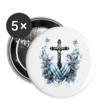 Jésus Bible Religion Chrétienne Croix Chrétienne Chrétienne - Lot de 5 petits badges (25 mm) - blanc - Devant