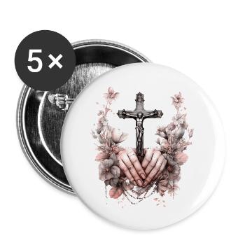 Jésus Bible Religion Chrétienne Croix Chrétienne Chrétienne - Lot de 5 petits badges (25 mm) - blanc - Devant