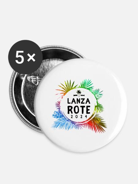 Lanzarote 2024 Bunt - Buttons klein 25 mm (5er Pack) - Weiß