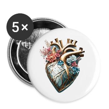 Heart / Mother's Day / Love / Holidays / Love - Buttons small 1''/25 mm (5-pack) - white - Front