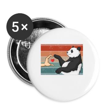 Rétro Panda Ours Amant Ami Pandas - Lot de 5 petits badges (25 mm) - blanc - Devant