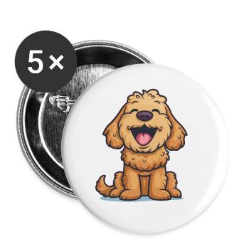 Cockapoo Cartoon Artwork - Buttons small 1''/25 mm (5-pack) - white - Front