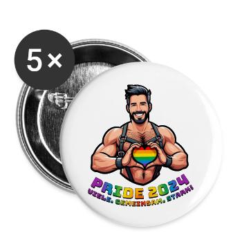 Pride 2024 - Beaucoup. Ensemble. Fort! - Lot de 5 petits badges (25 mm) - blanc - Devant