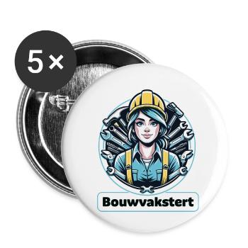 Construction Worker Woman upload - Buttons small 1''/25 mm (5-pack) - white - Front