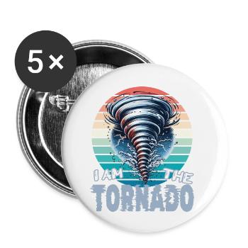 Tornado Tempête Tourbillon Je suis la tornade - Lot de 5 petits badges (25 mm) - blanc - Devant