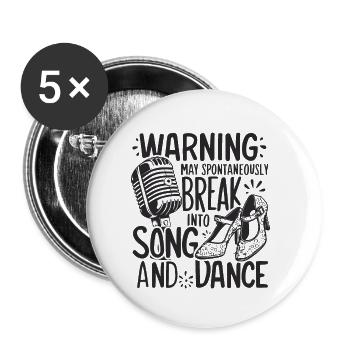 SONG AND DANCE - Buttons small 1''/25 mm (5-pack) - white - Front