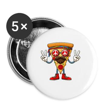 Hippie Pizza with Peace Sign - Buttons small 1''/25 mm (5-pack) - white - Front