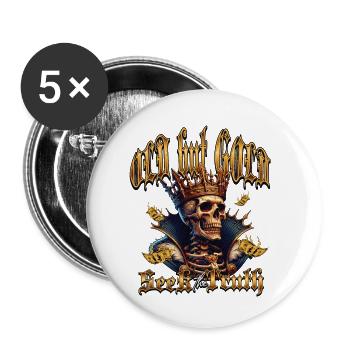Old but Gold Seek The Truth mit Totenkopf - Buttons klein 25 mm (5er Pack) - Weiß - Vorne