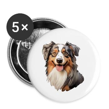 Australian Shepherd - Buttons klein 25 mm (5er Pack) - Weiß - Vorne