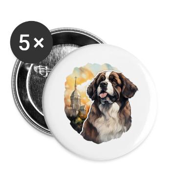 St. Bernard in front of church - Buttons small 1''/25 mm (5-pack) - white - Front