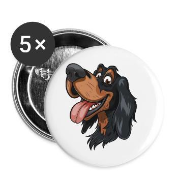 Gordon Setter | Setter écossais | Caricature - Lot de 5 petits badges (25 mm) - blanc - Devant