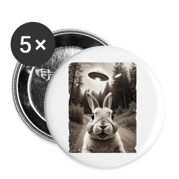 Lapin Drôle Selfie Vaisseau spatial extraterrestre - Lot de 5 petits badges (25 mm) - blanc - Devant