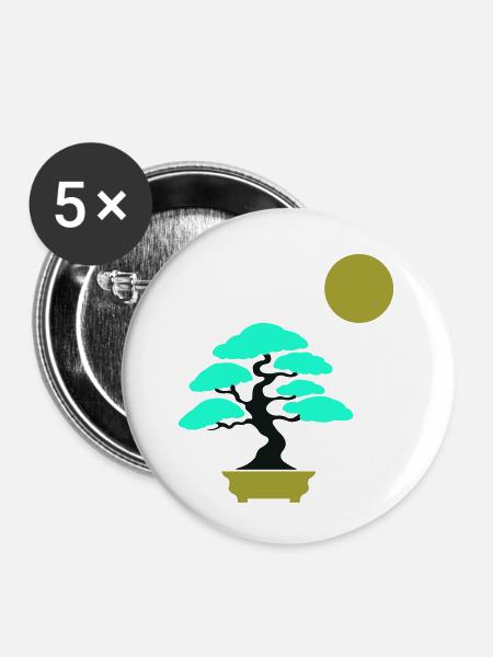 bonsai baum sonne - Buttons klein 25 mm (5er Pack) - Weiß