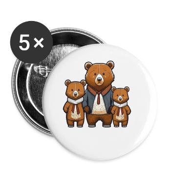 BEARS - Buttons small 1''/25 mm (5-pack) - white - Front