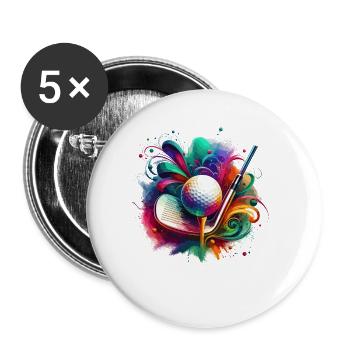 Bunter Golfer Golfspieler Golfer Golfer - Buttons klein 25 mm (5er Pack) - Weiß - Vorne